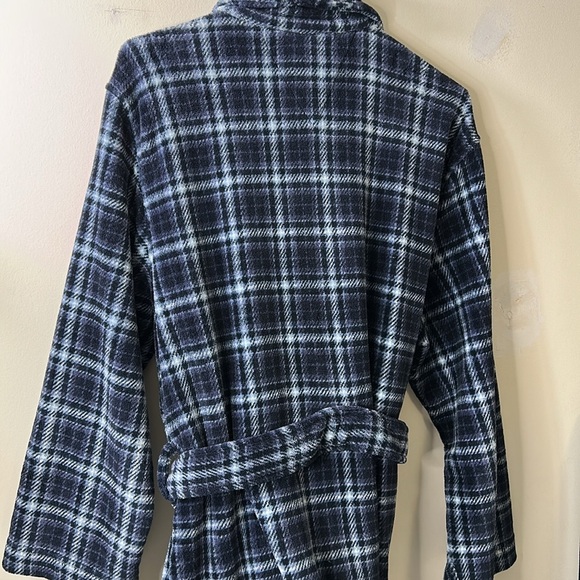 Tommy Hilfiger belted men’s Plaid Blue and White Robe one size - Picture 4 of 8